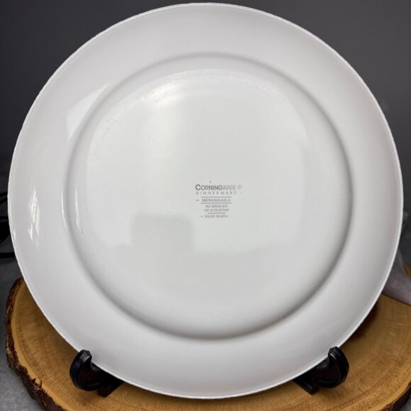 Corning Corelle "Palazzo" 10 3/4" Dinner Plate Blue/Green Rim Microwaveable - Picture 3 of 10